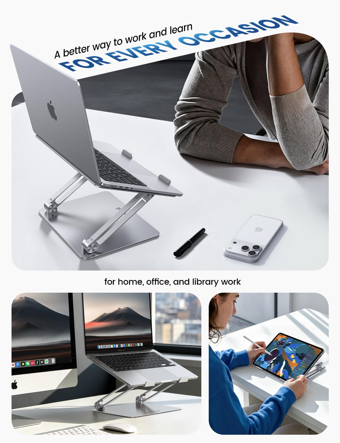 Lamicall Adjustable Laptop Stand, Portable Laptop Riser, Aluminum Laptop Stan