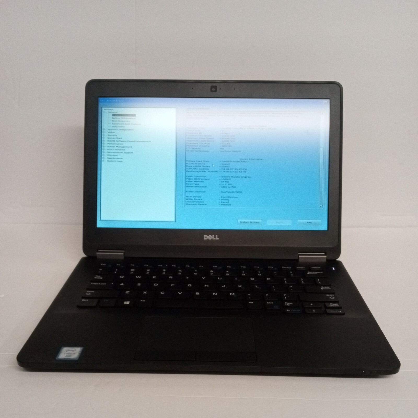 Dell Latitude E7270 i5-6500U 2.40Ghz 8GB 256GB M.2 SSD 12.5IN LAPTOP Webcam