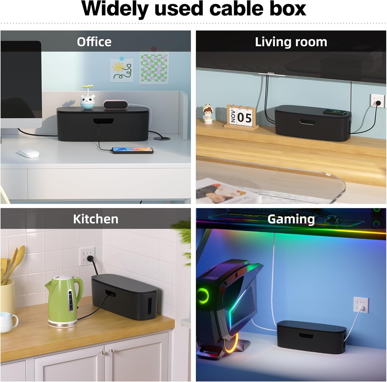 Durable ABS Cord Organizer Box – Efficient Baby-Proof Design for Home/Office