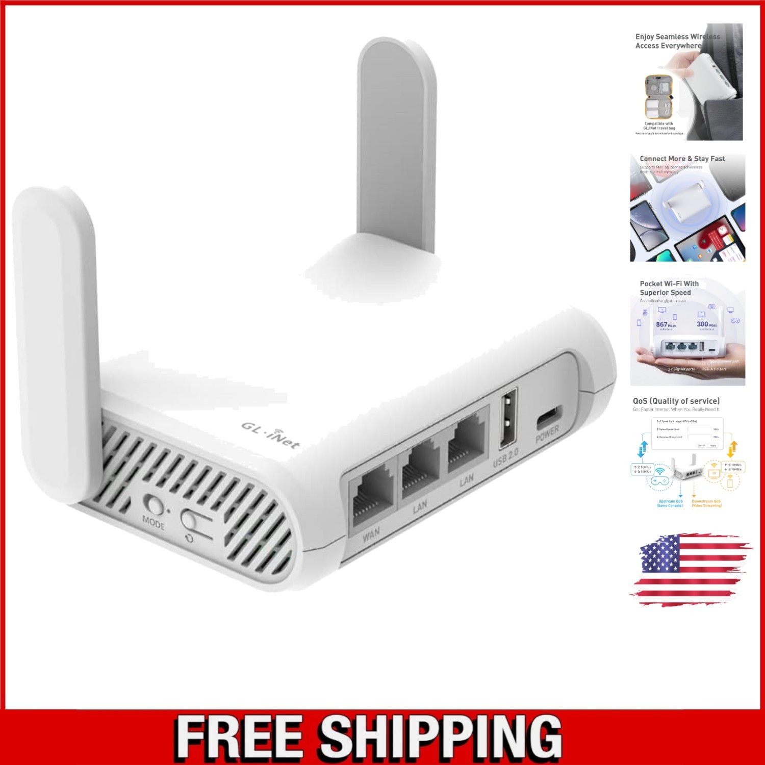Dual-Band AC1200 Portable Router: Enhance Security & Speed for Gaming & Travel