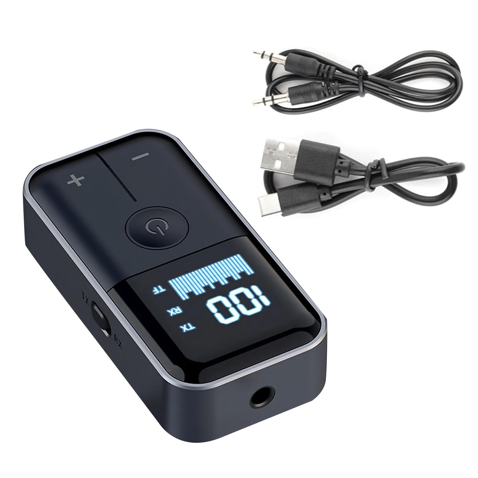Bluetooth 5.4 Transmitter and Receiver with Battery Indicator 3.5mm Aux Adapter