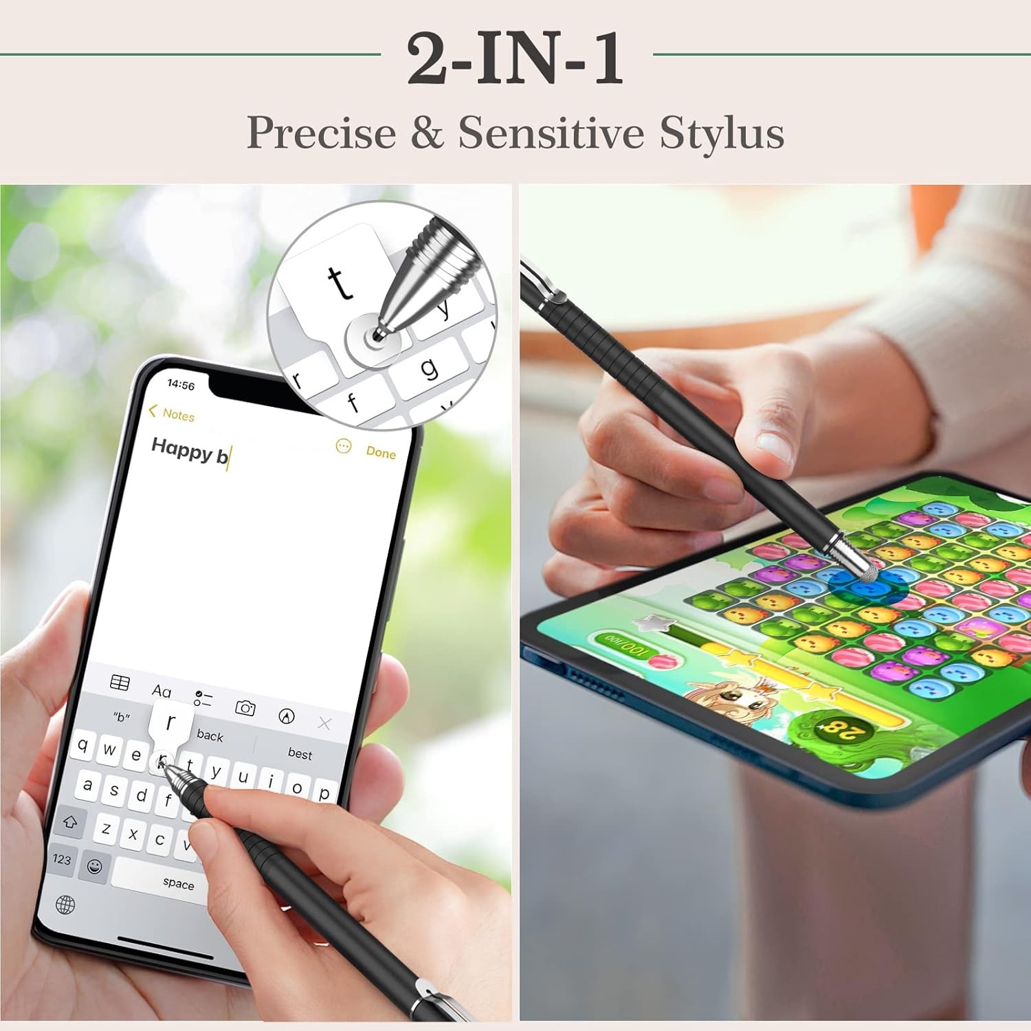 2 Pcs, 2 in 1 Precision Series, Disc Stylus Styli Bundle Black Gold