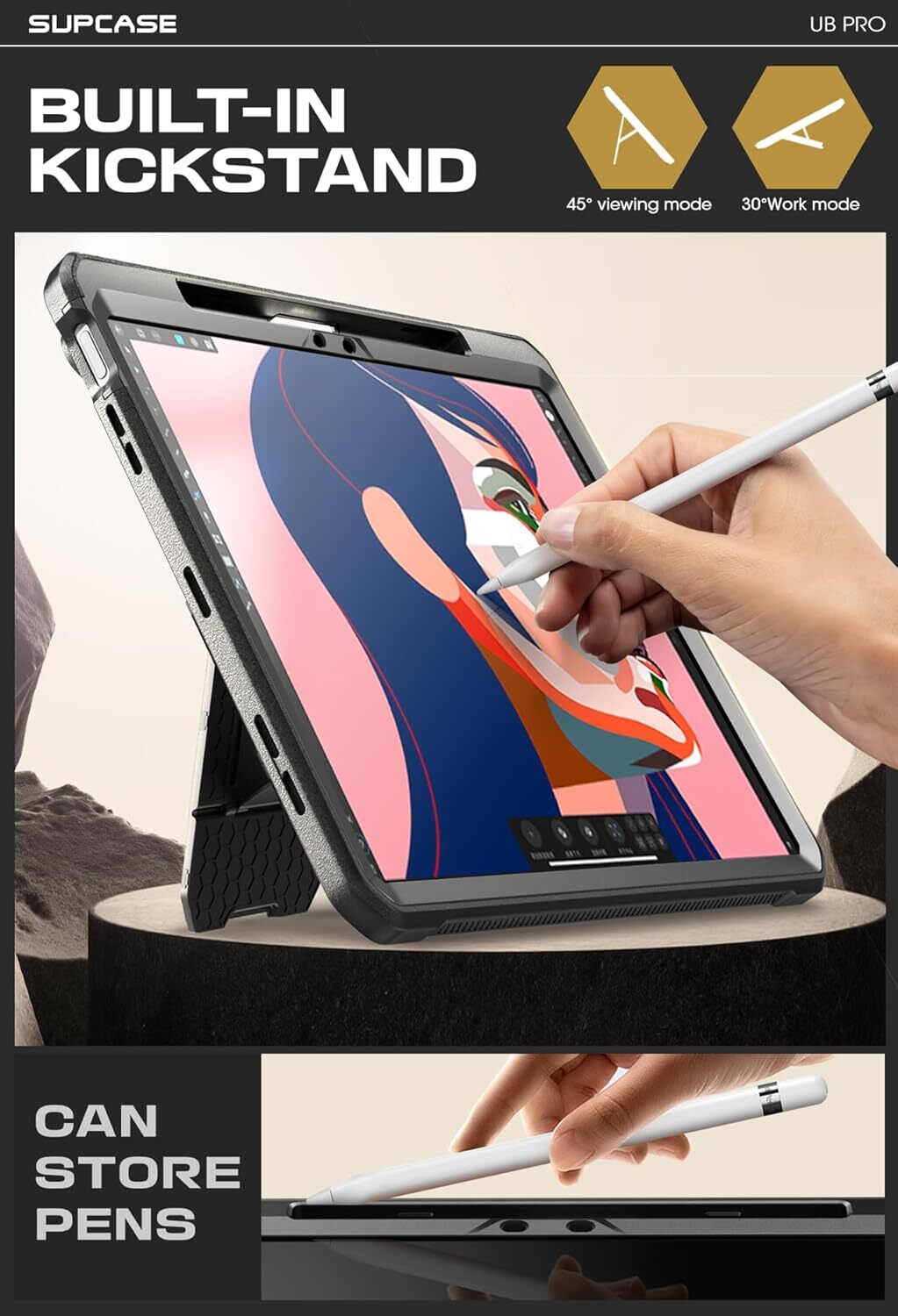 SUPCASE For Apple iPad Air 13″ 2024 Multi-Layered Protection Case +Screen Cover