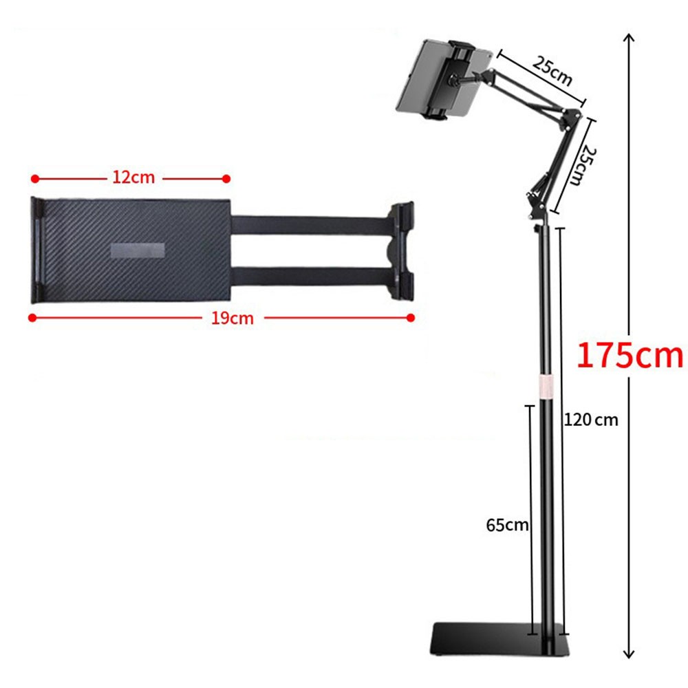 Universal 360° Tablet Holder Floor Stand Clamp Adjustable for 4-17″ Phone iPad