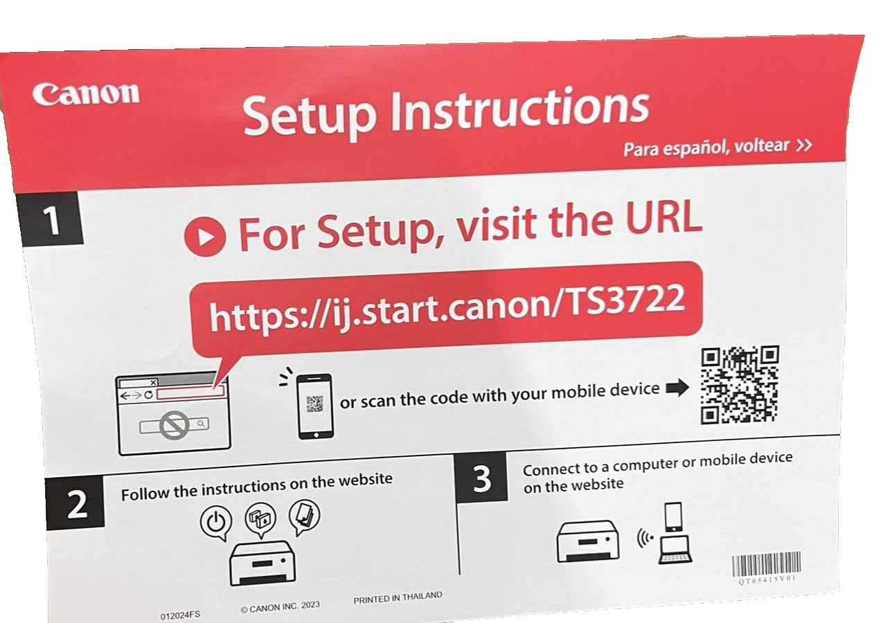 New Canon 3722 (3522) Wireless Printer-Copy-Scan-5×5 Photo-On Sale-Back School