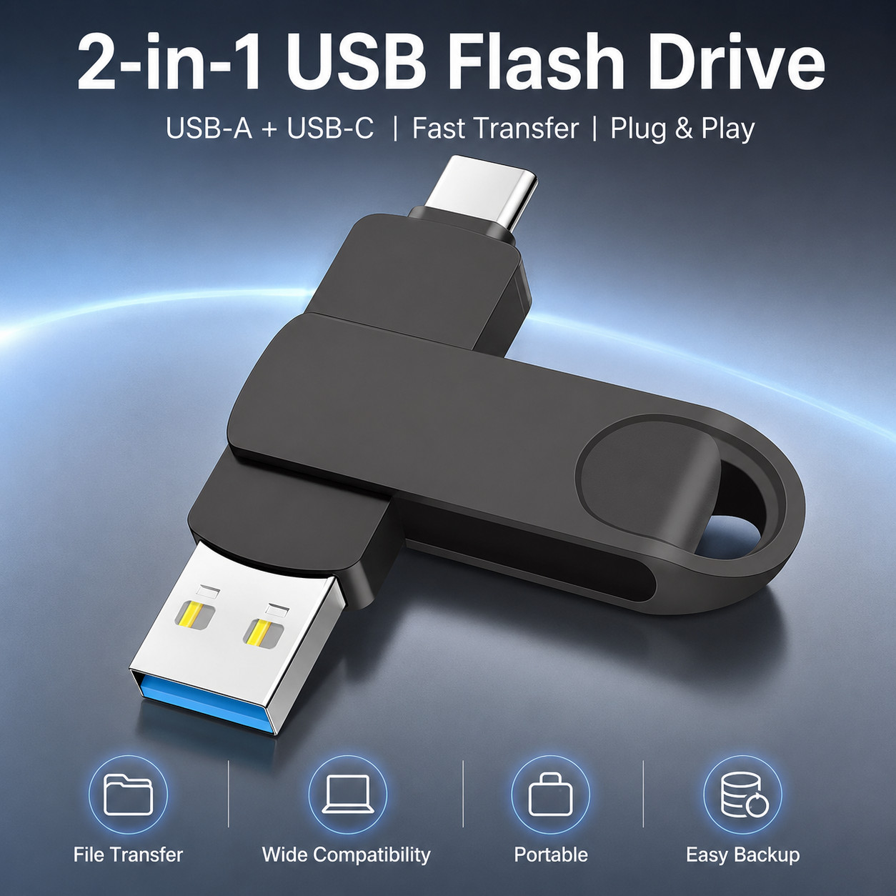 512GB USB Flash Drive Dual Type-C Memory Stick 2IN1 OTG Memory Stick