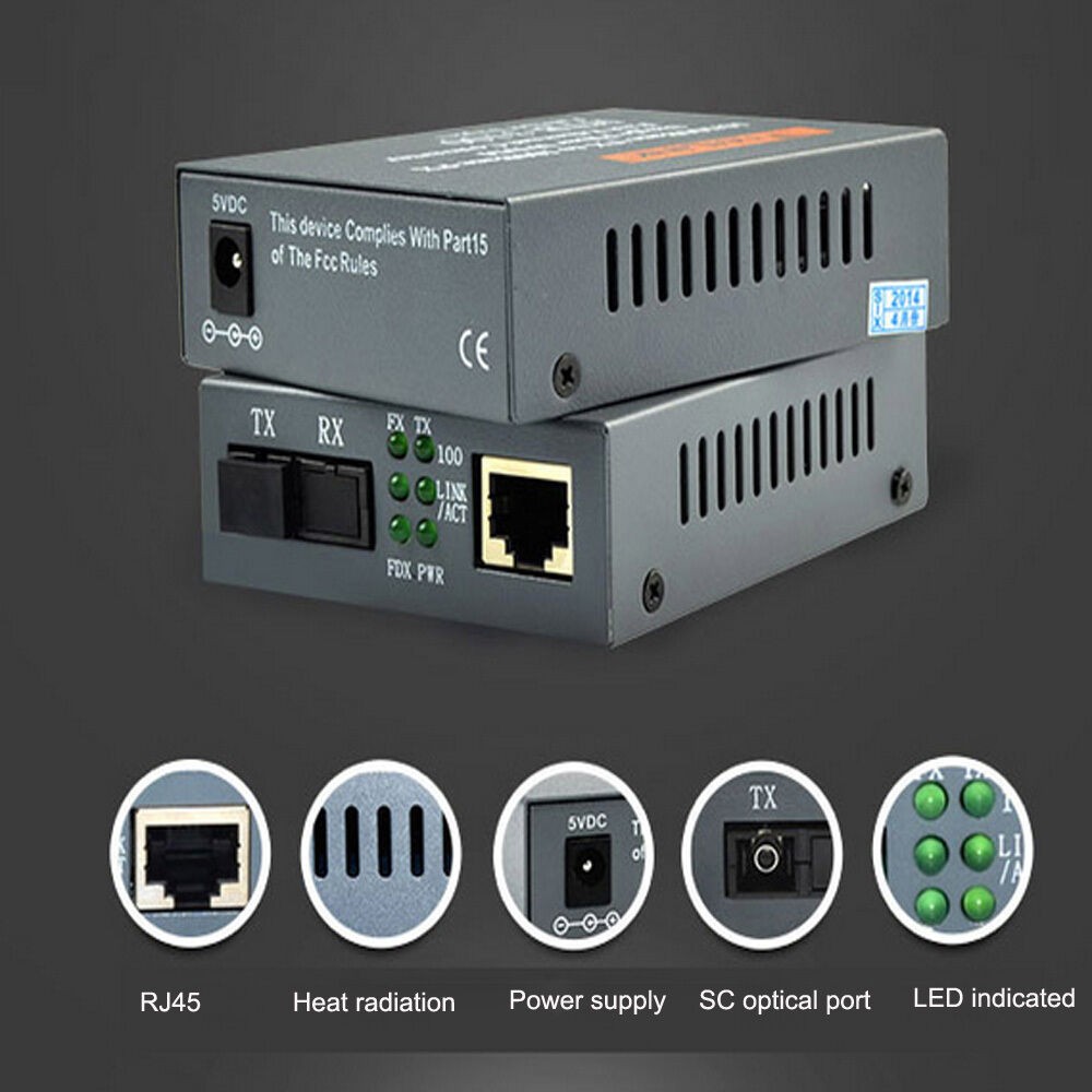 Premium 10/100Mbps ethernet to fiber optic media converter, SC 1Pair