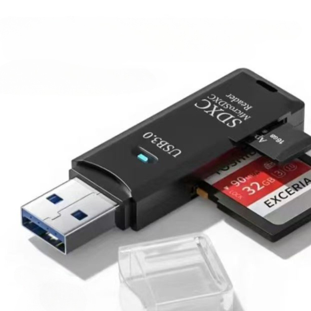USB3.0 TF/SD Card Reader MicroSD 2-in-1 High-Speed Plug&Play For Camera Monitor