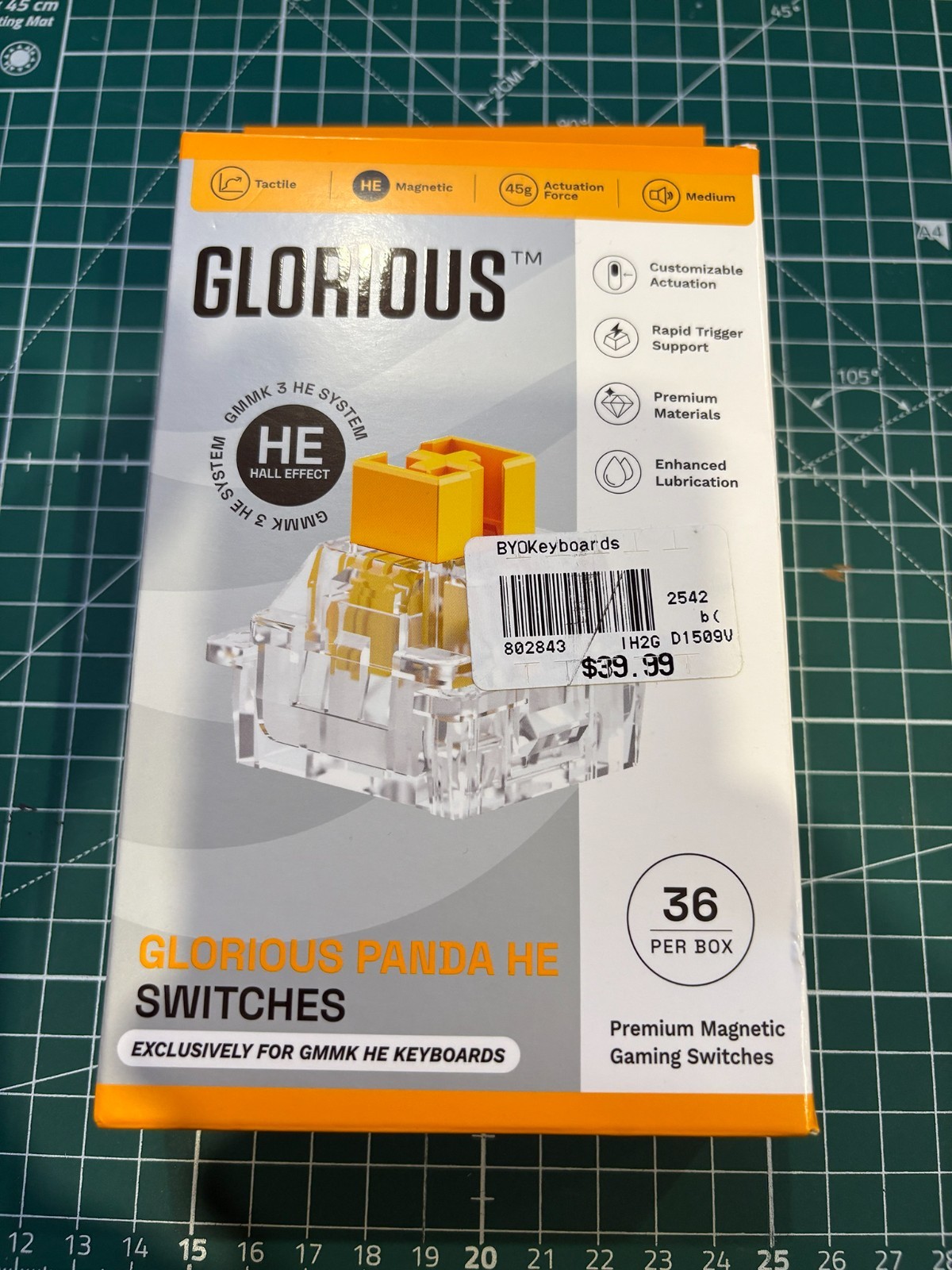 Glorious Panda HE Gaming Keyboard Switches – Tactile, Pre-Lubricated – 36pk, NIB