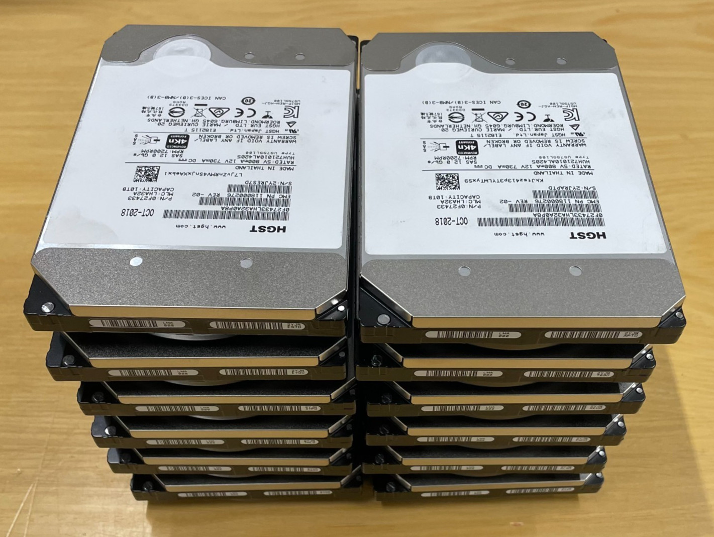 LOT OF 10 Dell HGST 10TB SAS 12Gb/s 7.2K 3.5″ H5H72101CLAR10T0 A ≤50K