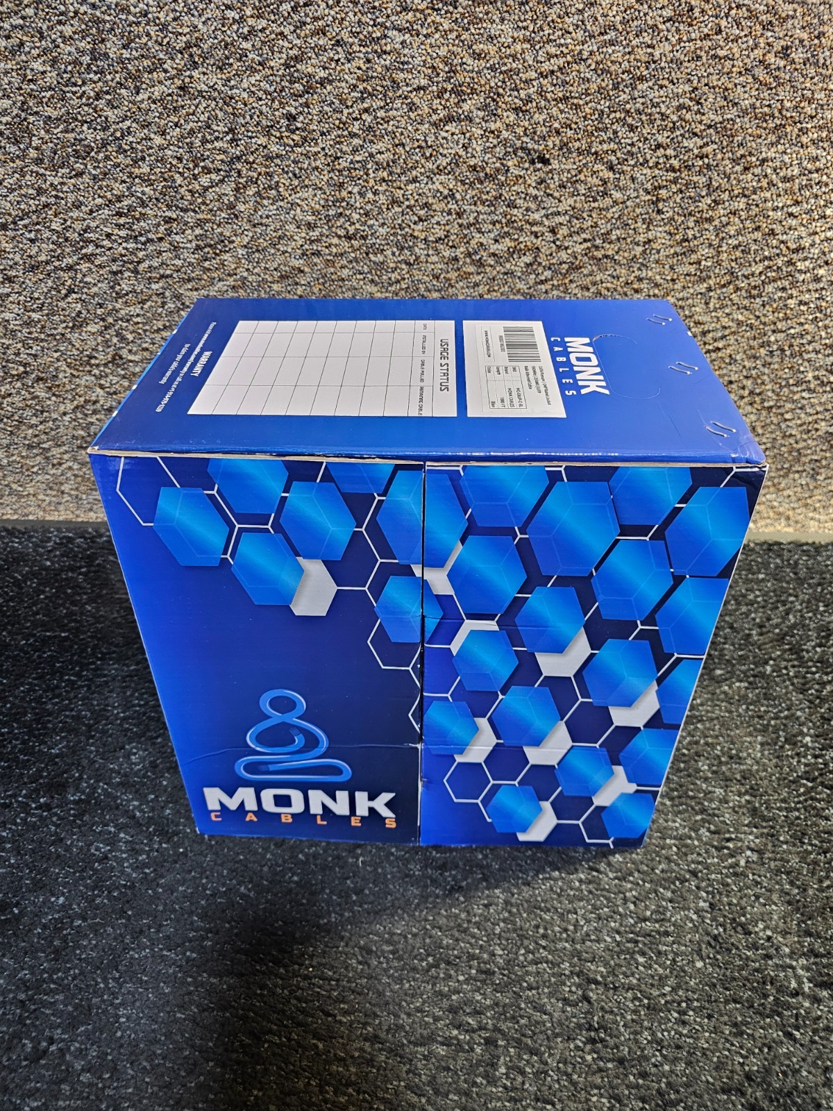 Monk Cables MC-C6UP-C-BL 23AWG Cat6 Plenum Rated Bulk Ethernet Cable 1000ft Blue