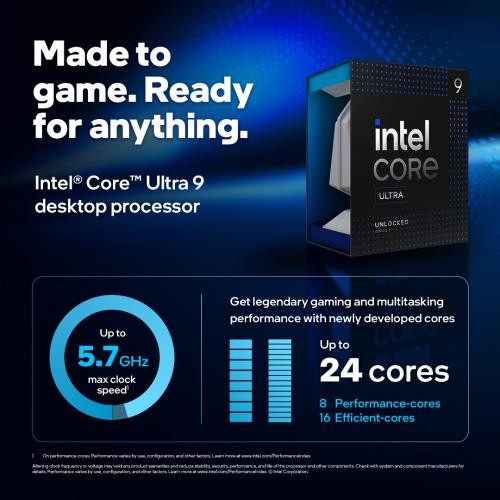 Intel Core Ultra 9 Desktop Processor 285K – 24 cores (8 P-cores + 16 E-cores) an