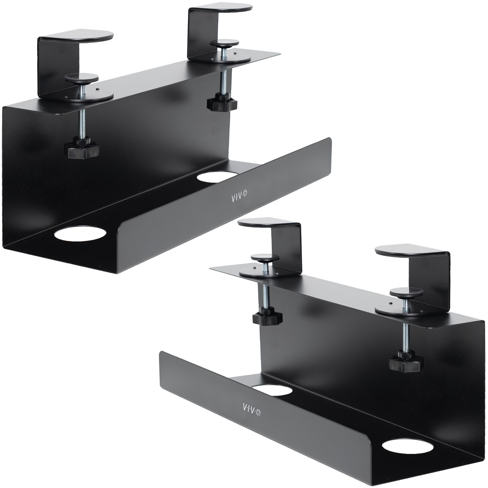 VIVO Black 17 inch Clamp-on Cable Management Power Strip Trays – 2 Pack