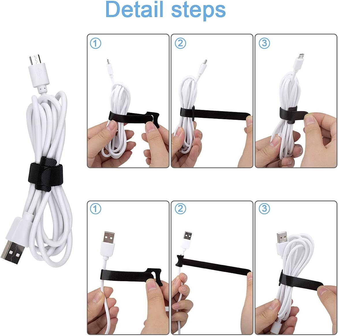 50-100pcs Cable Straps Wire Cord Hook Loop Ties Reusable Fastening Organizer Lot