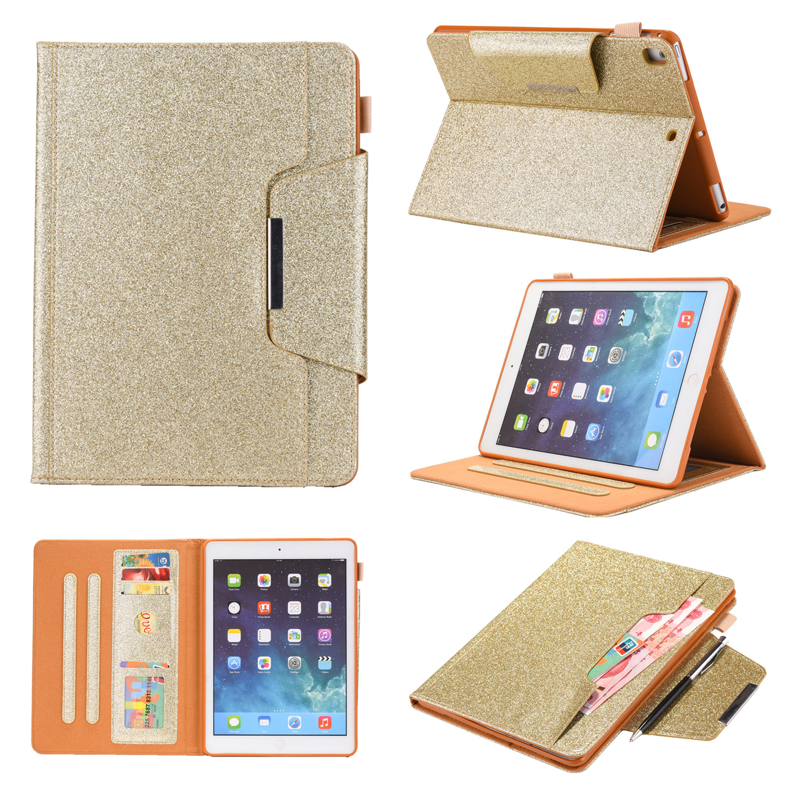 Smart Pocket Wallet Stand Case Cover for iPad 5 /6th/7th/8th/9th/10th Generation