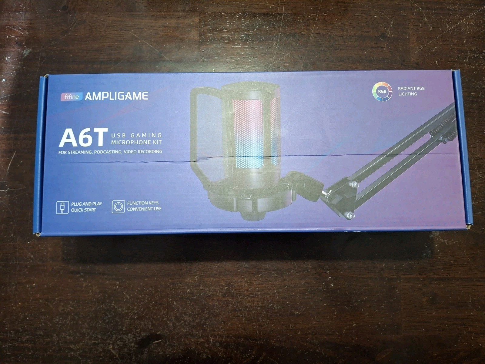FIFINE Ampligame A6T USB Gaming Microphone Kit – New in Box Streaming Podcast