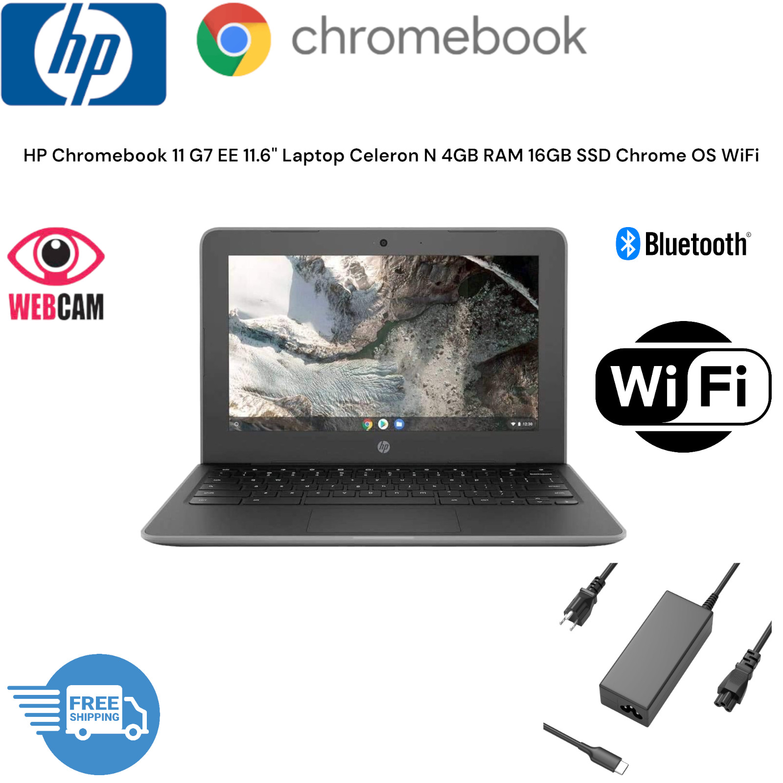 HP Chromebook 11 G7 11.6″ Laptop Celeron N 4GB RAM 16GB SSD Chrome OS Thru 2029