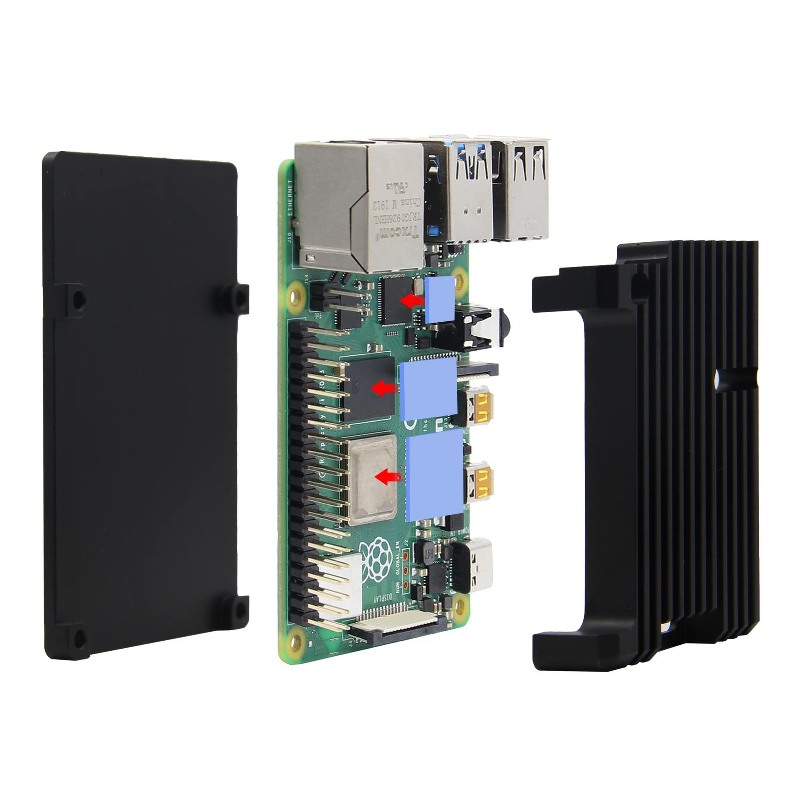 for Raspberry Pi 4 Armor Case P122, Aluminum Alloy Passive Cooling Heatsink C…