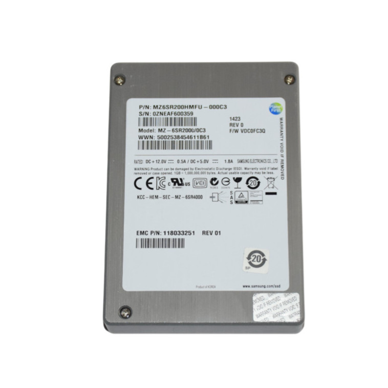 Samsung SM1625 Enterprise 200GB SAS 6G 2.5″ Solid State Drive SSD MZ-6SR2000/0C3
