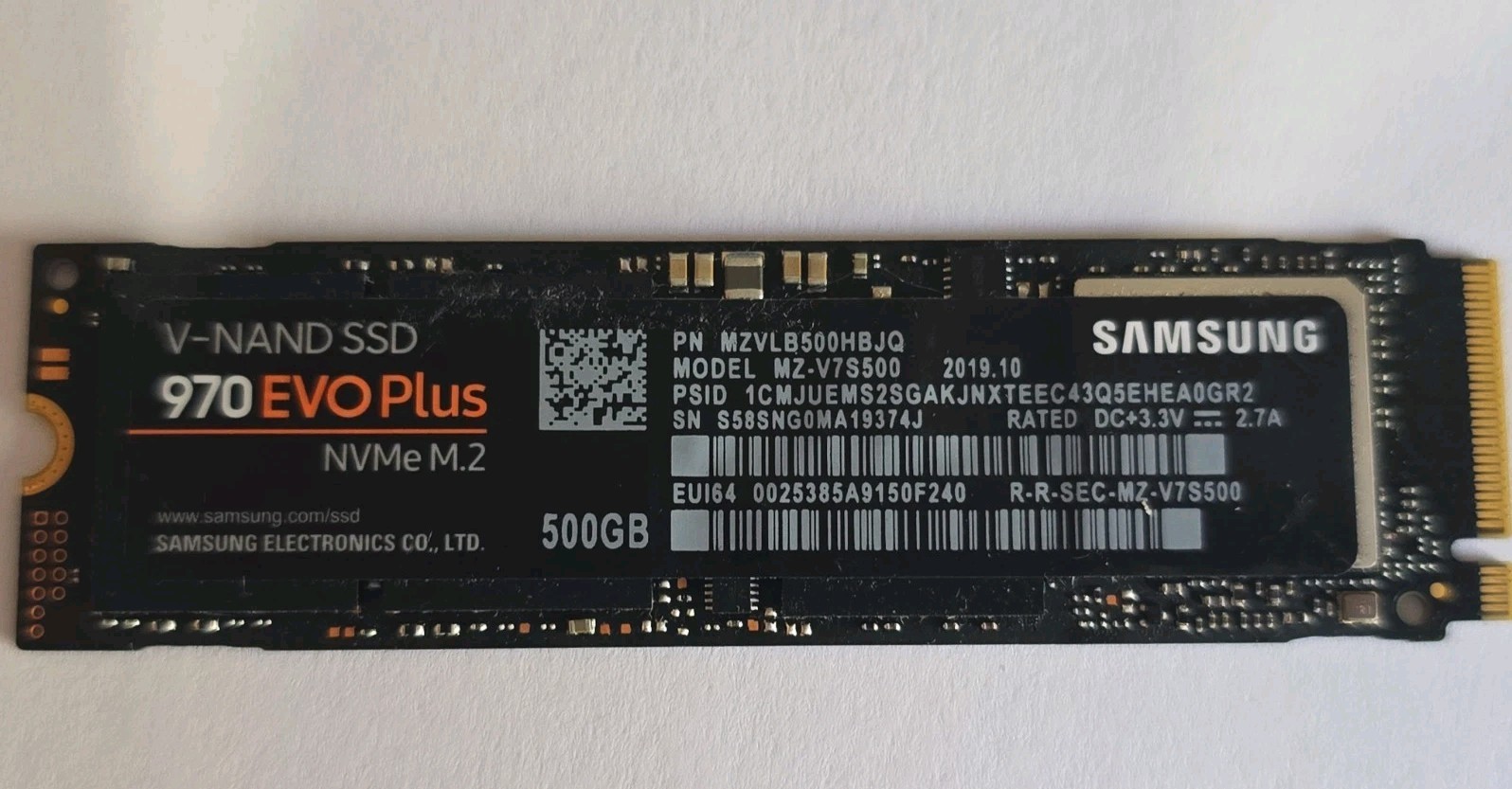 500GB Samsung 970 EVO Plus NVMe m.2 SSD Health MZ-V7E500 TESTED
