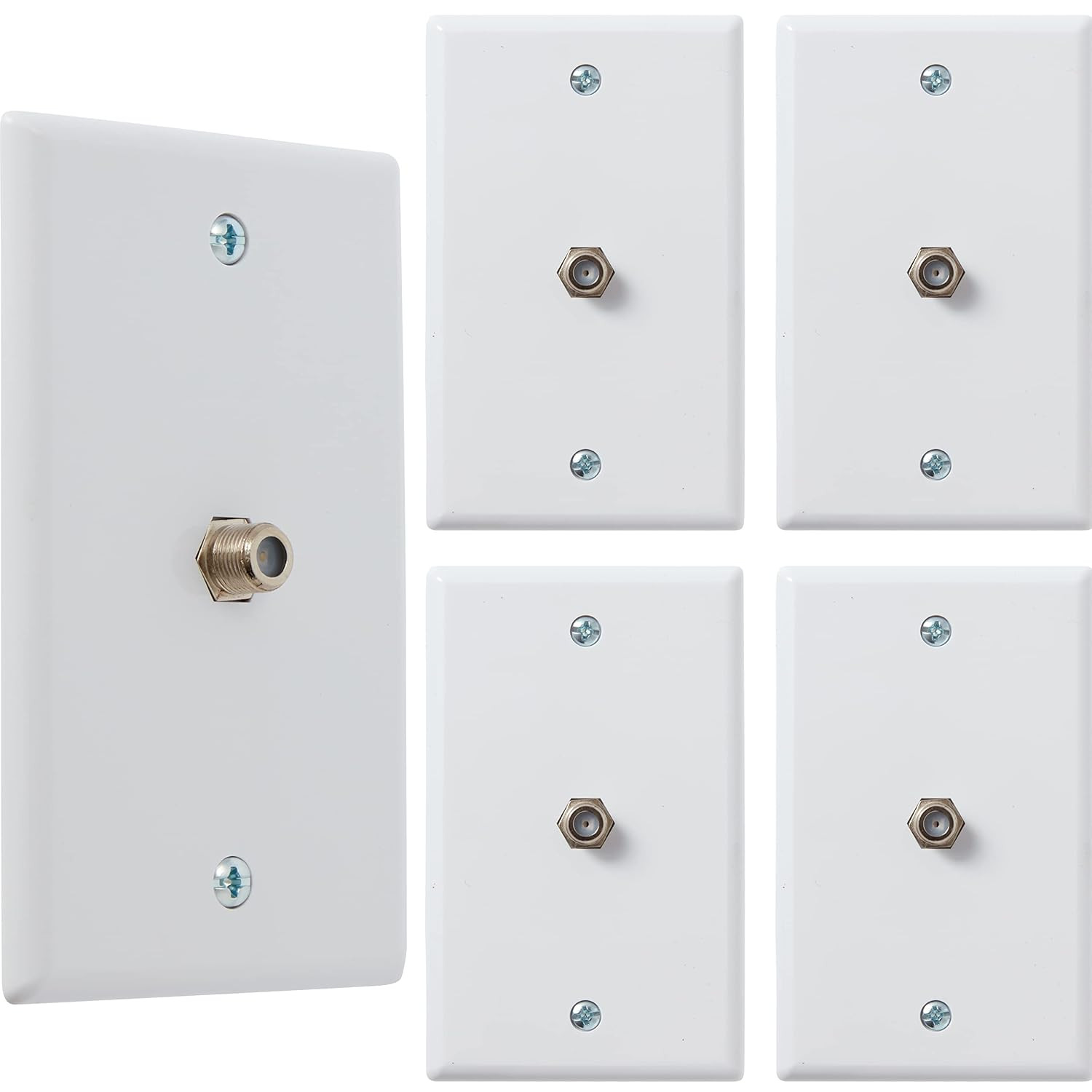 2.75 X 4.5 In. 1-Port TV Cable Wall Plate with F-Connector for Coaxial Cable, 5-