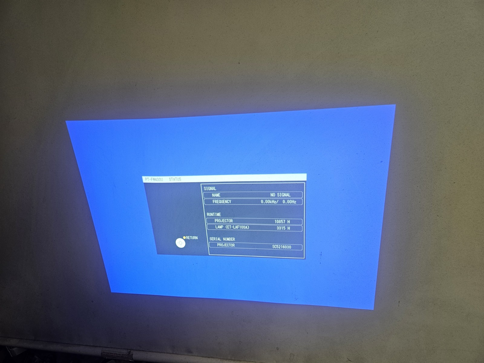 Panasonic PT-FW430U WXGA 3500 Lumens LCD Projector 3315h
