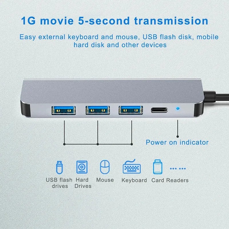 USB C Hub 5 in 1 4K HDMI PD Fast Charge USB 3.0 Dock for MacBook Samsung