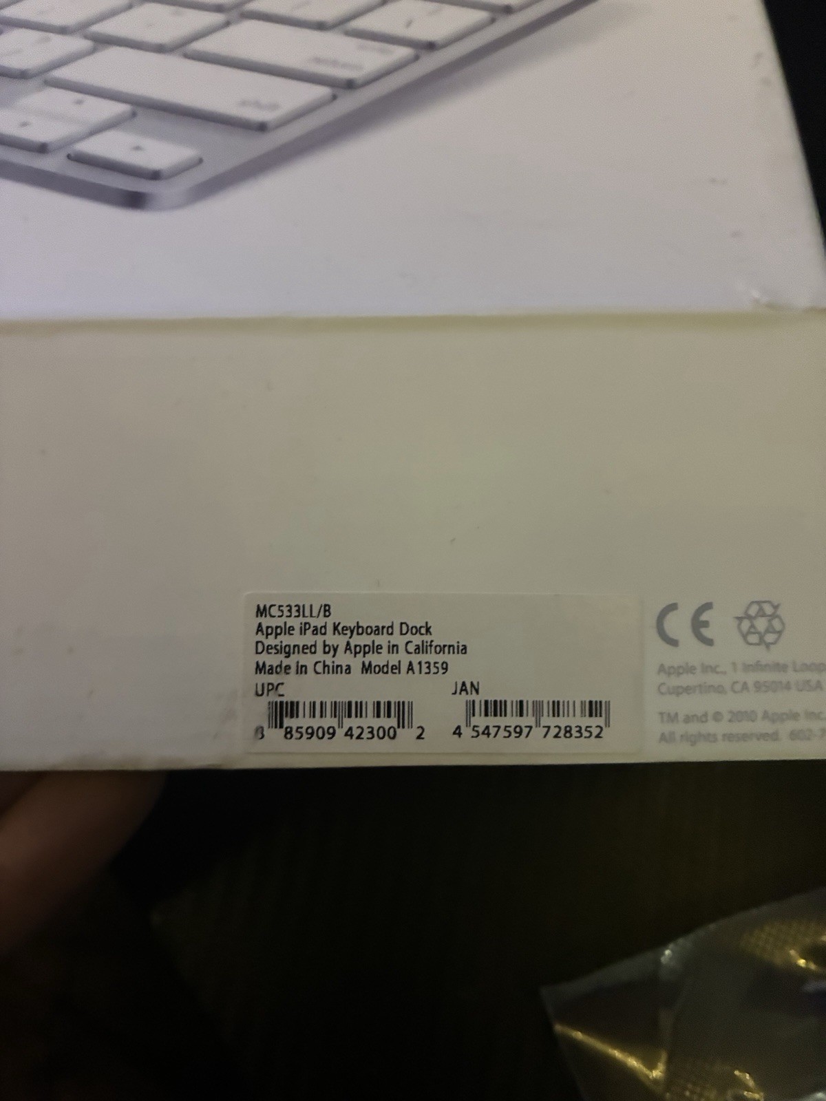 Apple iPad Keyboard Dock A1359 MC533LL/B Wired Dock White QWERTY English