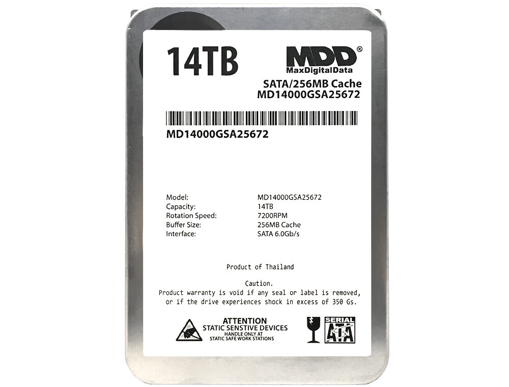 MaxDigitalData (MD14000GSA25672) 14TB 7200RPM 3.5″ 128MB Internal Hard Drive
