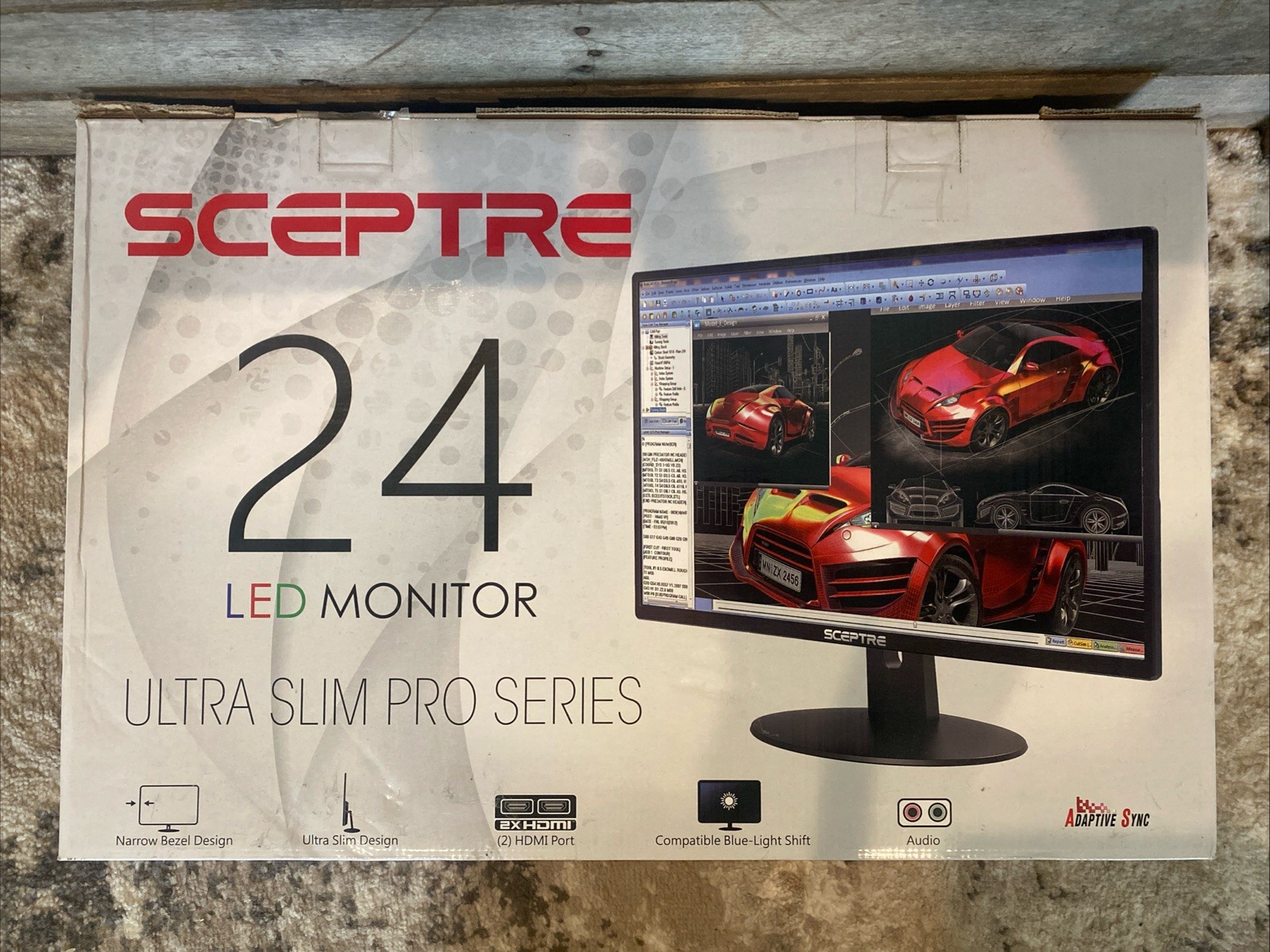 NIB Scepter 24” Ultra Thin 75Hz 1080p LED Monitor Metallic Black