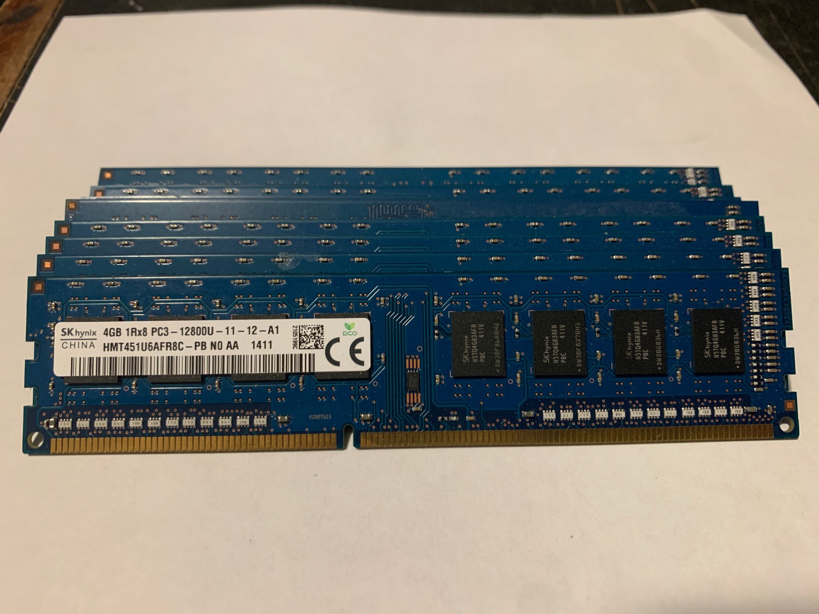Lot of 10 SKHynix 4GB DDR3 1600MHz PC3-12800U Desktop RAM HMT451U6AFR8C-PB