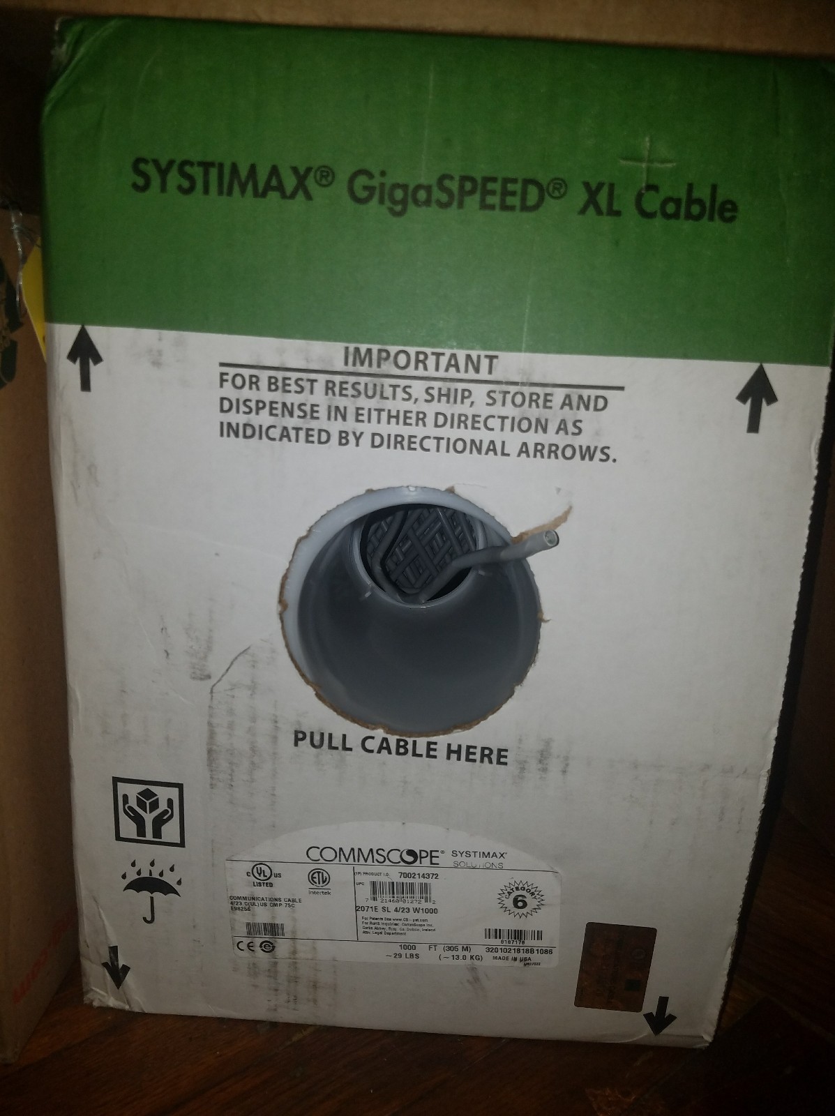 SYSTIMAX® 2071E GigaSPEED® XL GRAY COMMUNICATION CABLE 50′ 100′ 150′ 200′