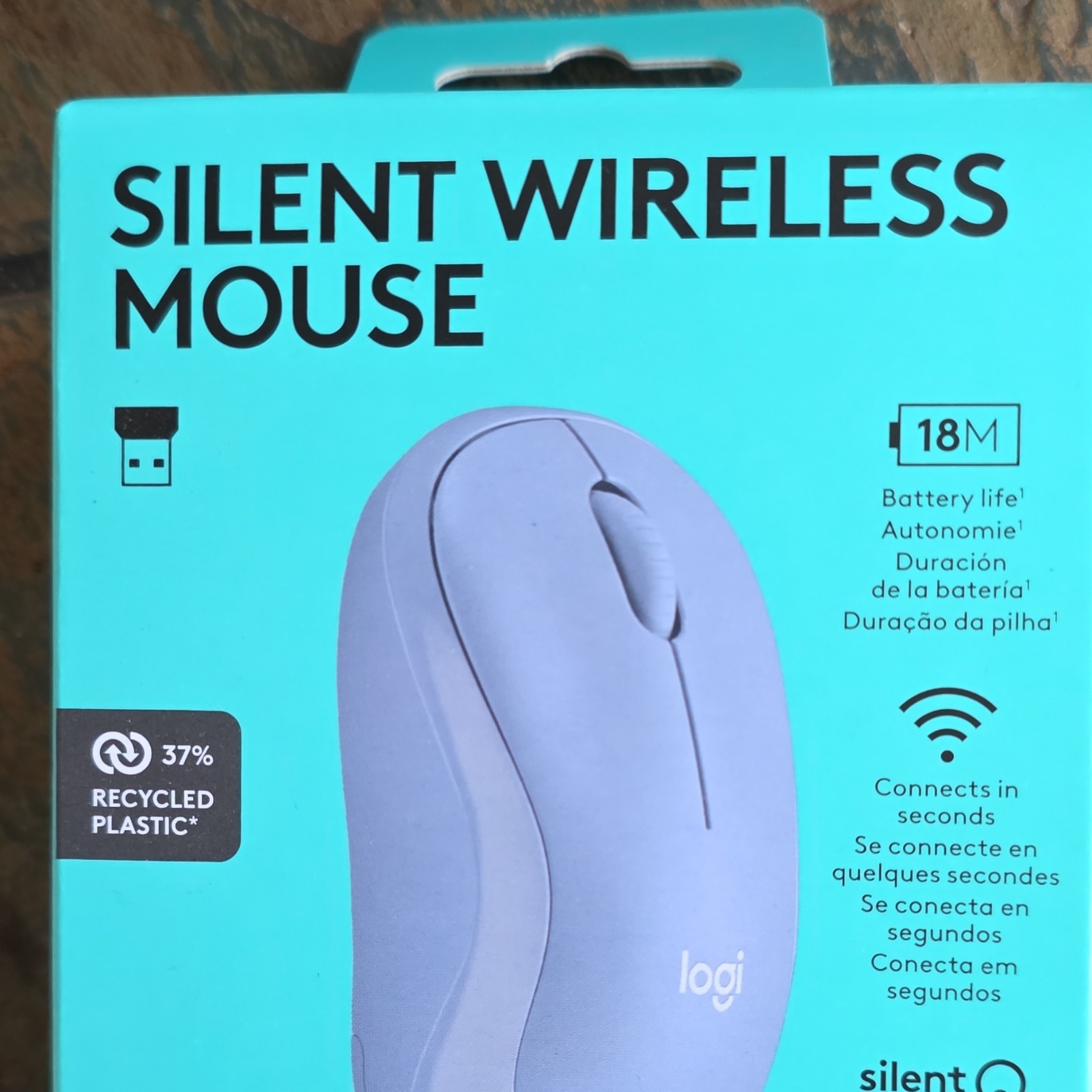 Logitech M220 Silent Wireless Optical Mouse Purple Ergonomic USB Scroll Wheel