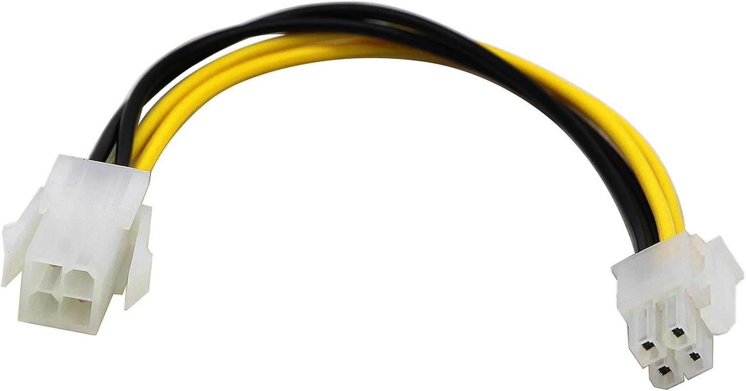 Zdycgtime(2-Pack) 4-Pin Molex M/F SATA Cable ATX 12V Power Supply 4-Pin CPU Male