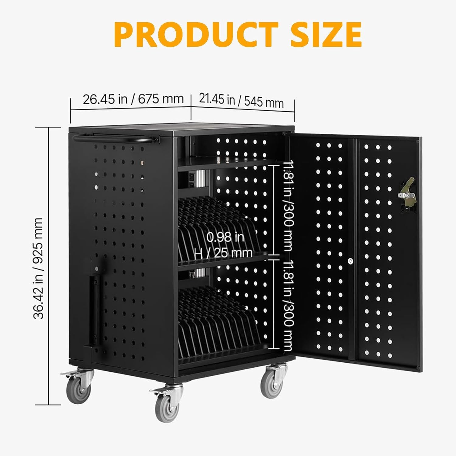 Mobile Laptop Charging Cart with Lock & Key-Cart Up To 15.6″ Device,16/20/32 Pcs