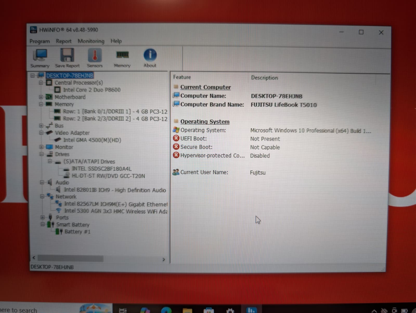 Fujitsu LifeBook T5010 2-in-1 | C2D P8600 8GB RAM 180GB SSD | Win 10 Pro RARE