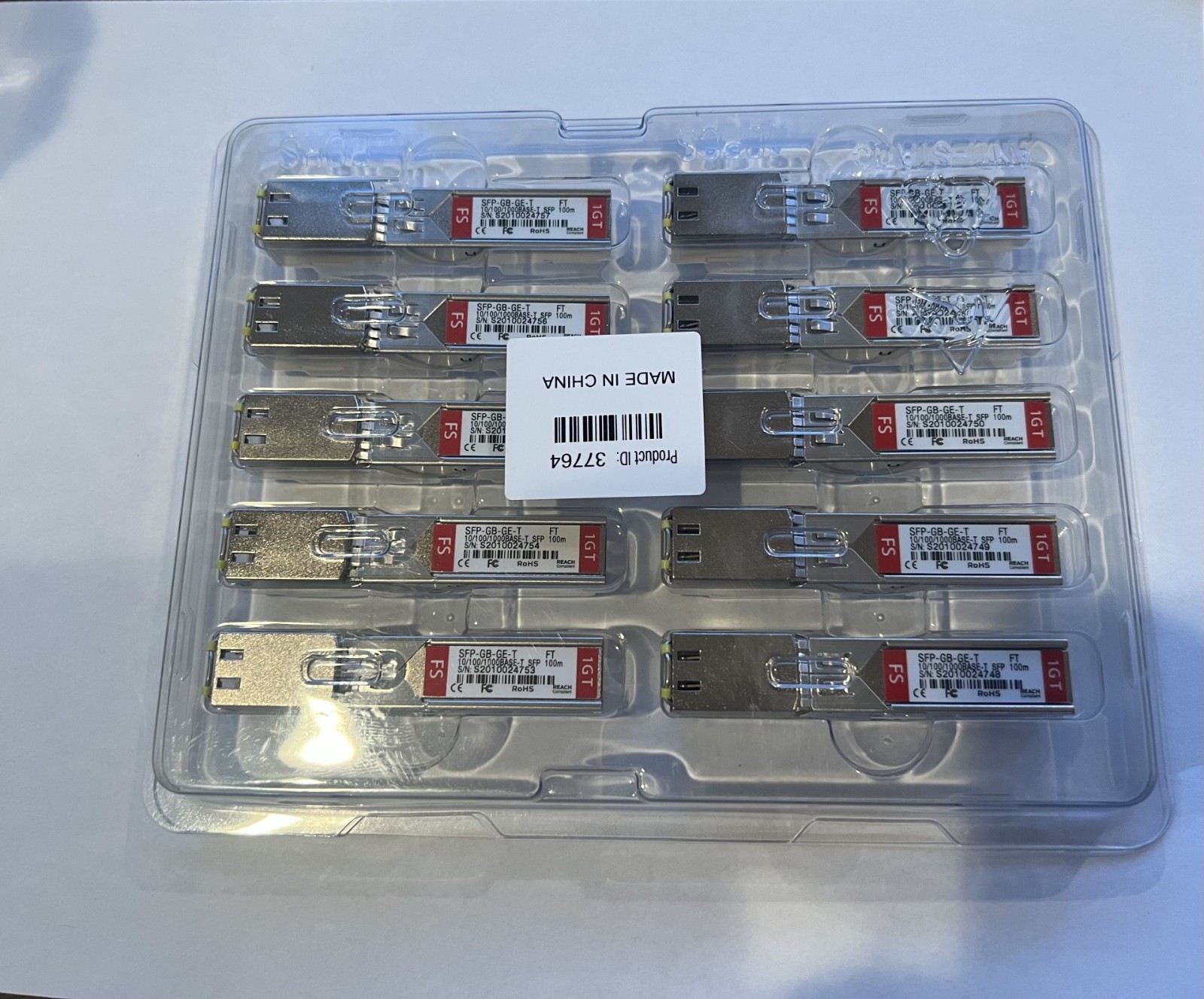 FS SFP-GB-GE-T 1000BASE-T RJ45 SFP FIBER OPTIC TRANSCEIVER MODULE 100m