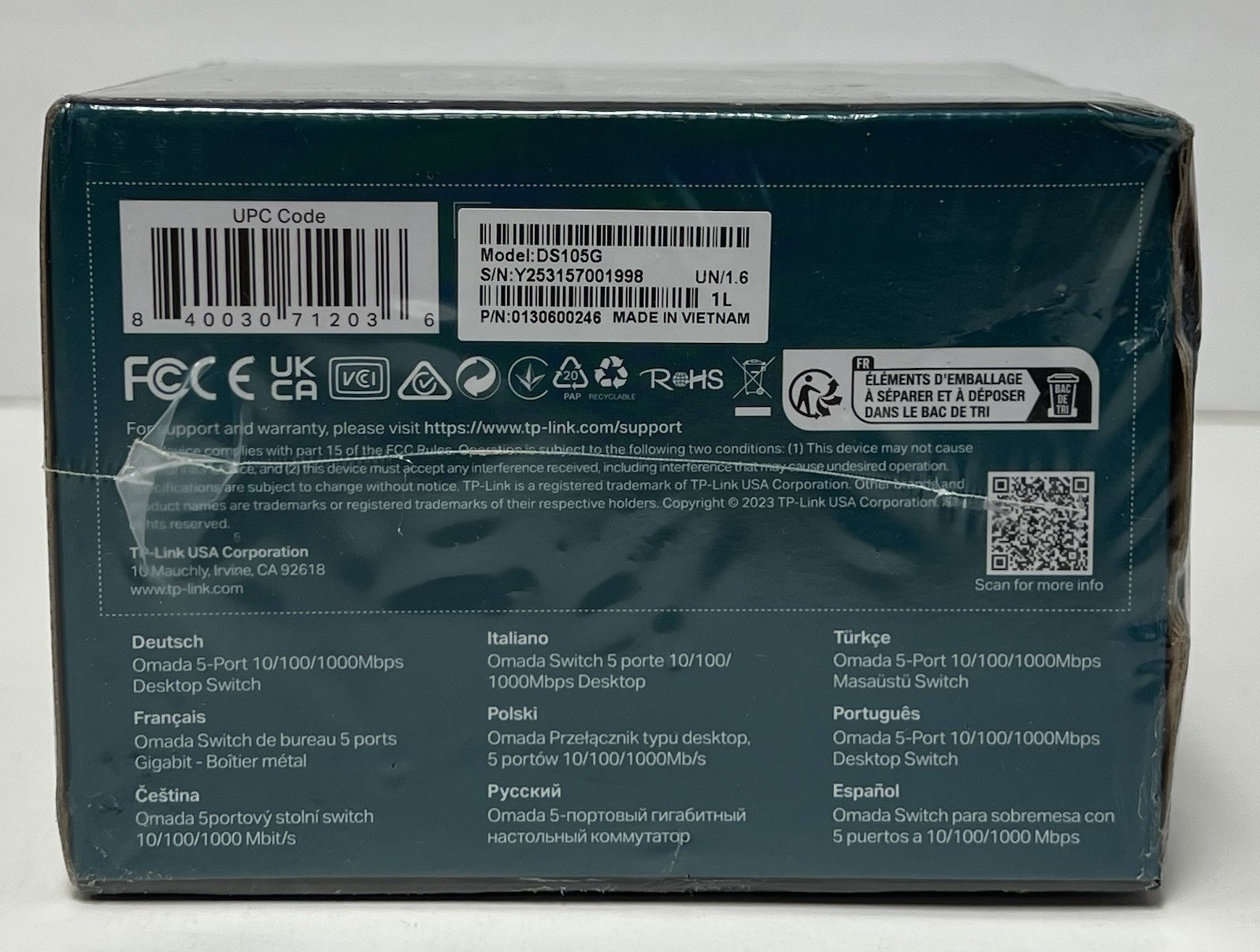 TP-Link Omada 5-Port Gigabit Switch (DS105G) – Brand New | Factory Sealed