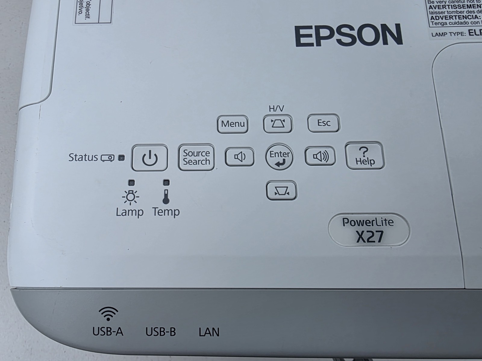 Epson PowerLite X27 3LCD XGA 2700 ANSI 3000:1 HDMI VGA USB LAN White