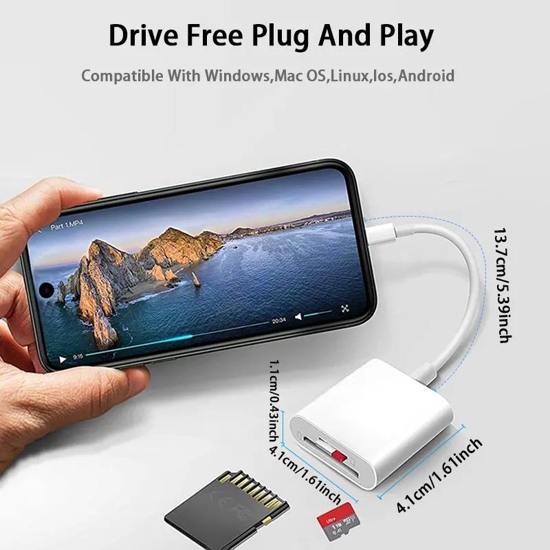 2 in 1 USB C SD TF Card Reader OTG Memory Adapter for Laptop Tablet Phone, 1pc