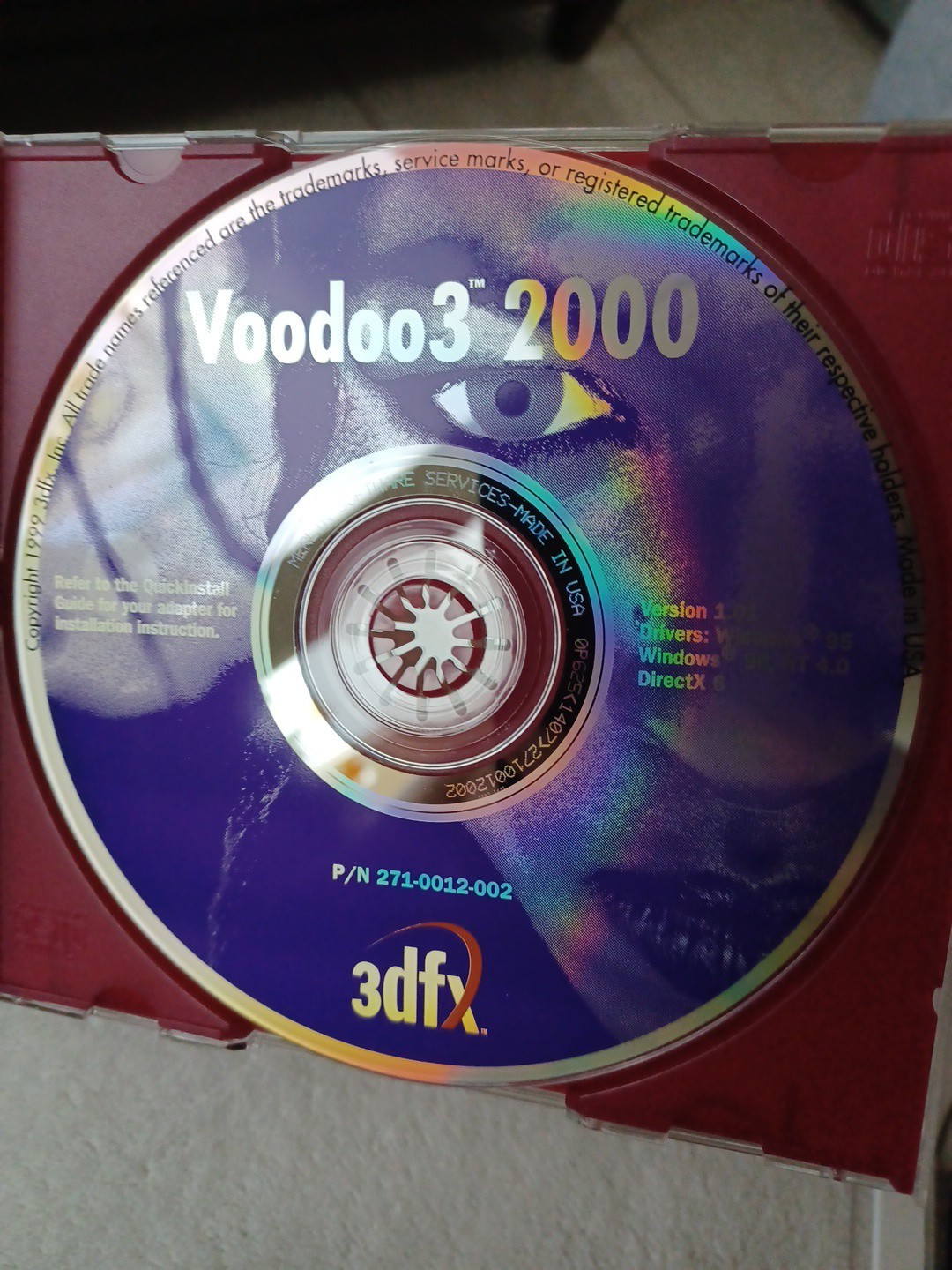 Vintage 3dfx Voodoo 3 2000 Drivers Software CD Disc & Manual Only Version 1.01