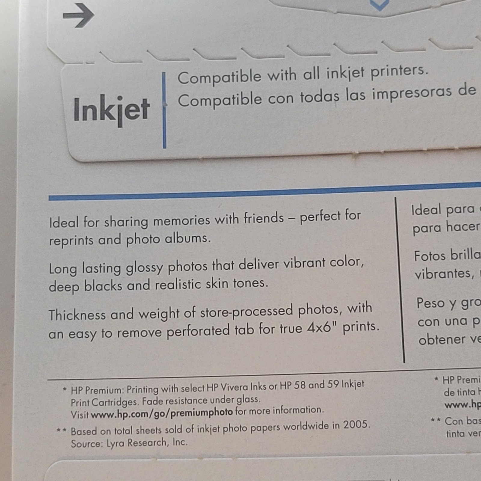 HP Premium Photo Paper Glossy Inkjet 4 x 6″ 10 mil 100 Sheets Q1990A Unopened