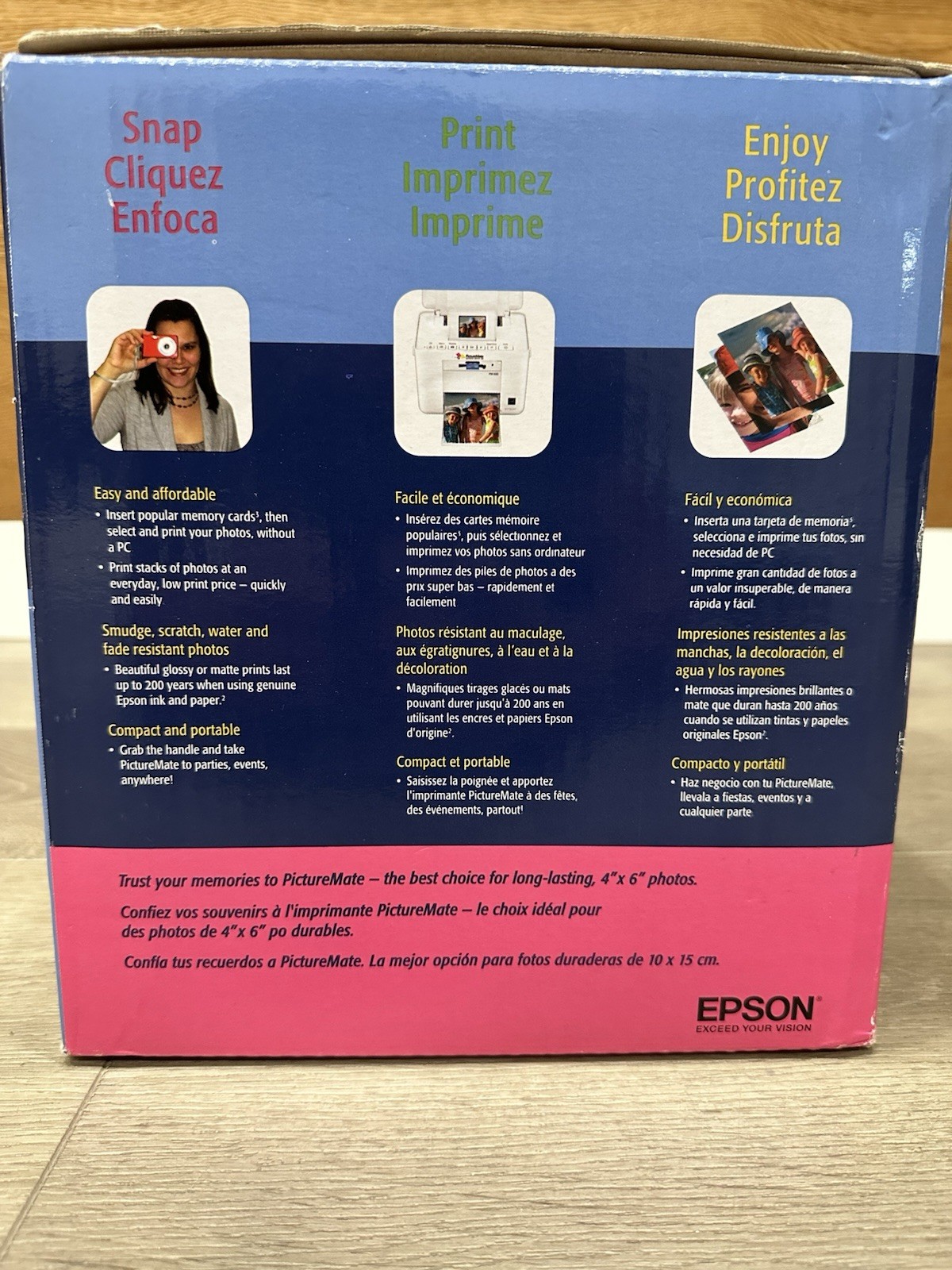 Epson PictureMate Charm PM225 Compact Photo Printer New Open Box Complete