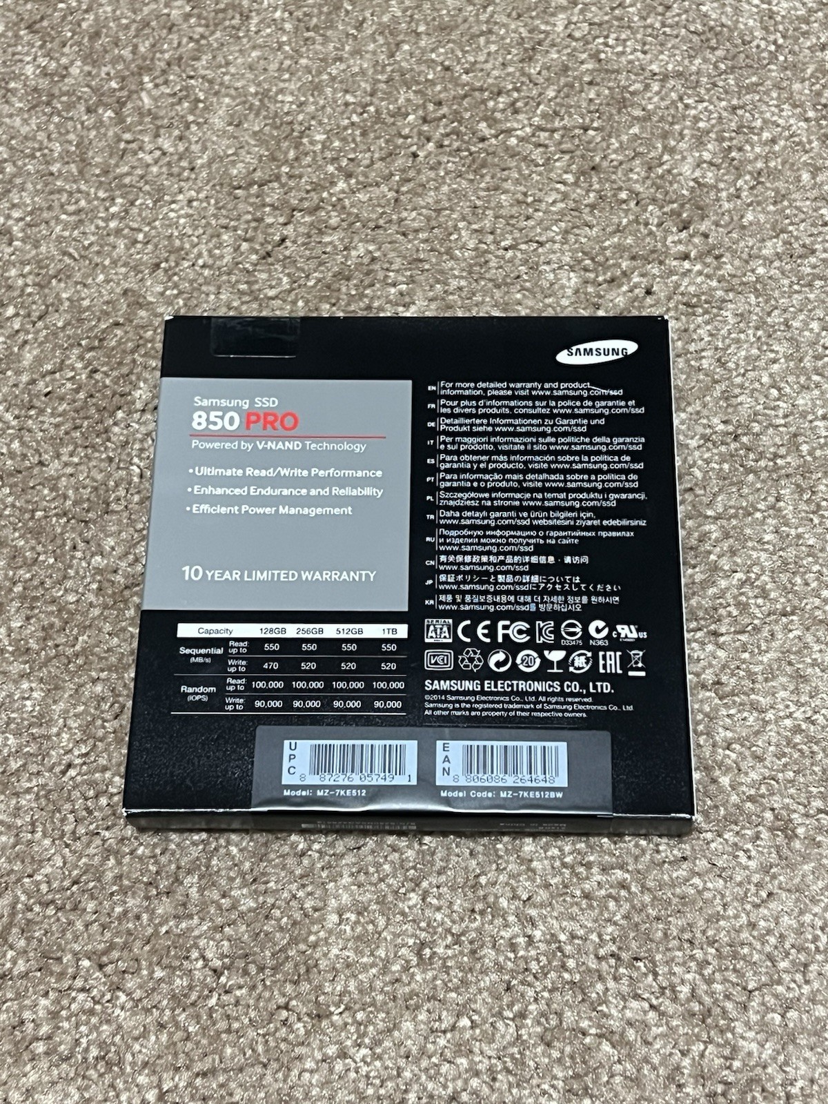 Samsung 850 PRO 512GB SATA III 2.5″ Internal SSD V-NAND 550MB/s 520MB/s