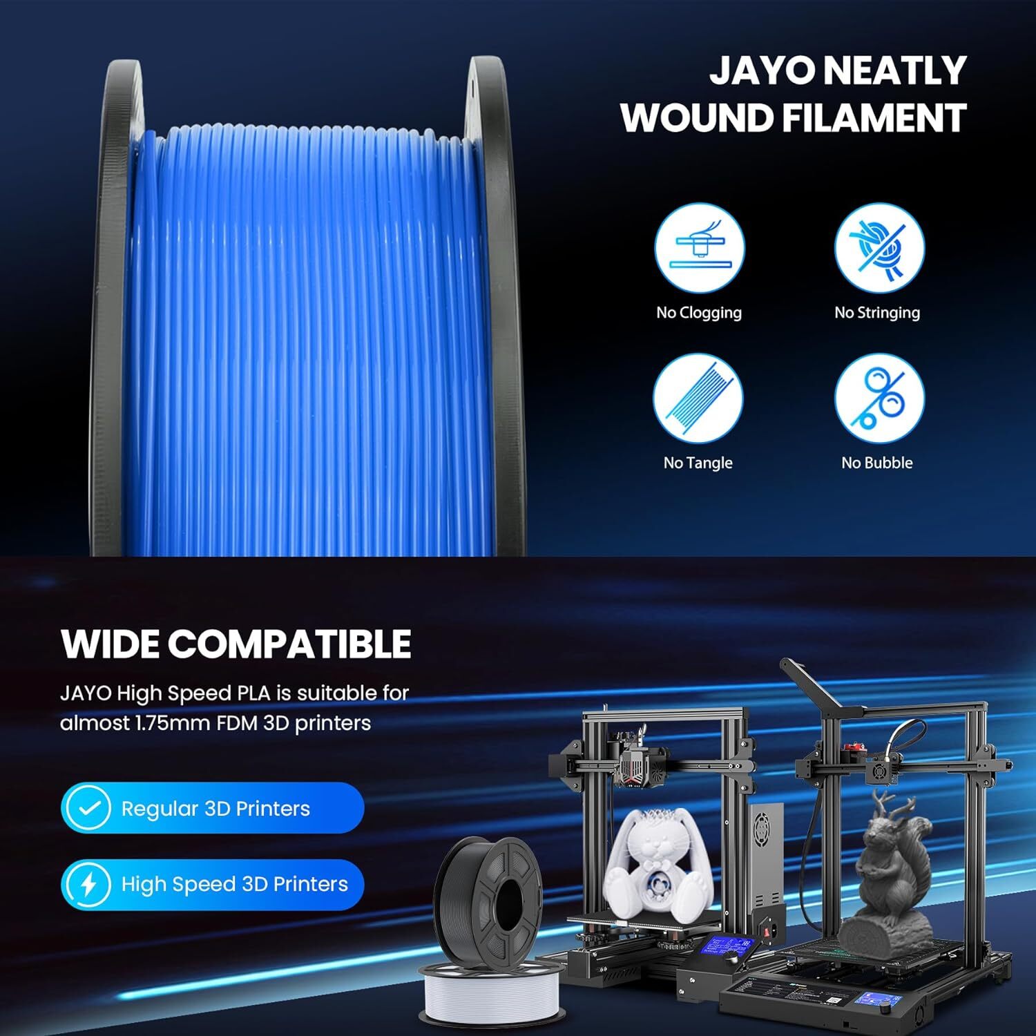 [BUY 6 PAY 4]JAYO 1.1KG PLA Meta PETG SILK PLA+ ABS 3D Printer Filament 1.75mm