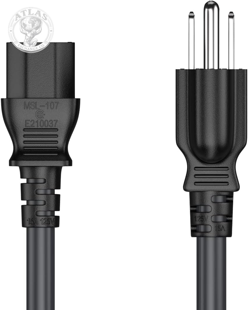 Cable Leader 3Ft 14AWG Computer Power Cord, NEMA 5-15P to IEC C13 AC Power Cable