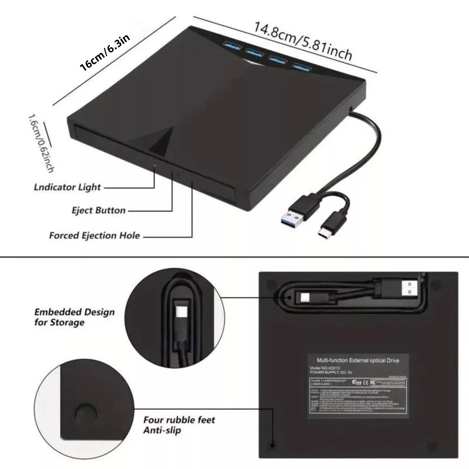 New Plug-and-Play External CD DVD Drive PC Laptop Burner Reader Writer USB 3.0