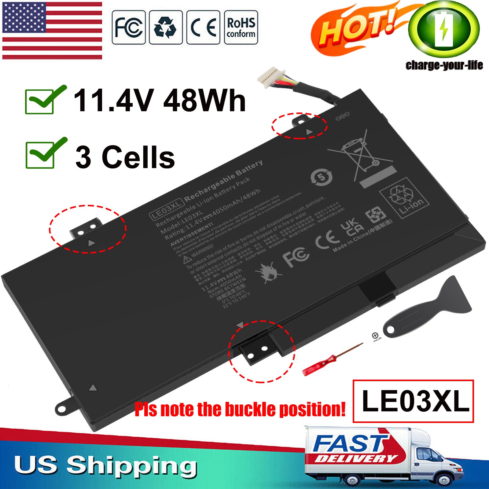 LE03XL Battery for HP Pavilion X360 13-S000 15-BK000 TPN-W113 TPN-W114 TPN-W116