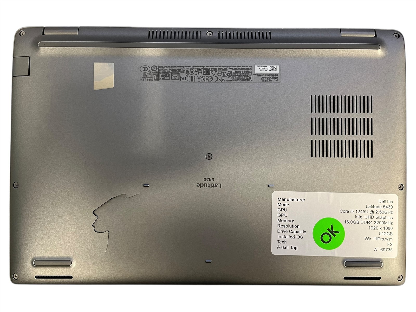 Dell Latitude 5430 i5-1245U 2.5GHz 16GB DDR4 512GB SSD 14″ WIN 11 PRO Laptop PC