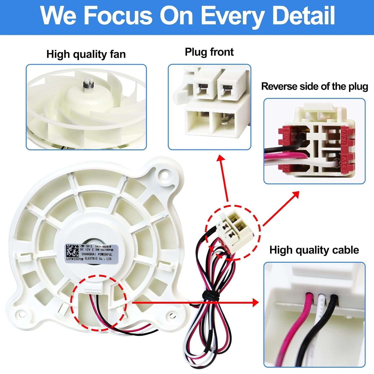 New DA31-00287B Replace Samsung Evaporator Fan Motor DA31-00334A DA96-00968A
